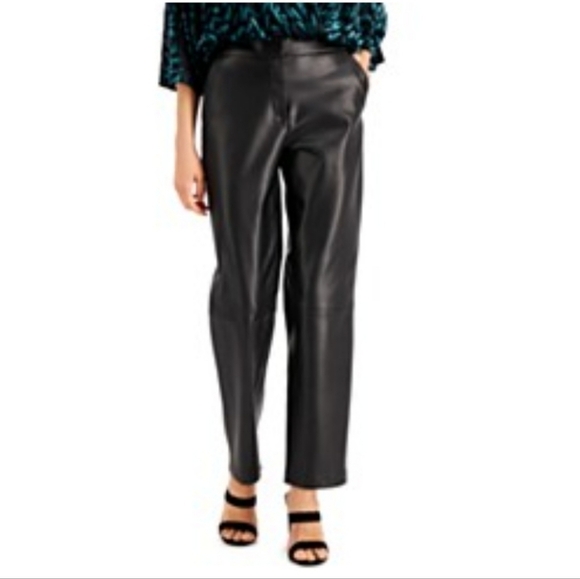 Alfani Pants - 𝅺Alfani Women's Faux Leather Finish Slim Fit Petite Pants